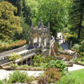 Majestic view with beautiful garden in ornate palace Regaleira (Sintra,Portugal)